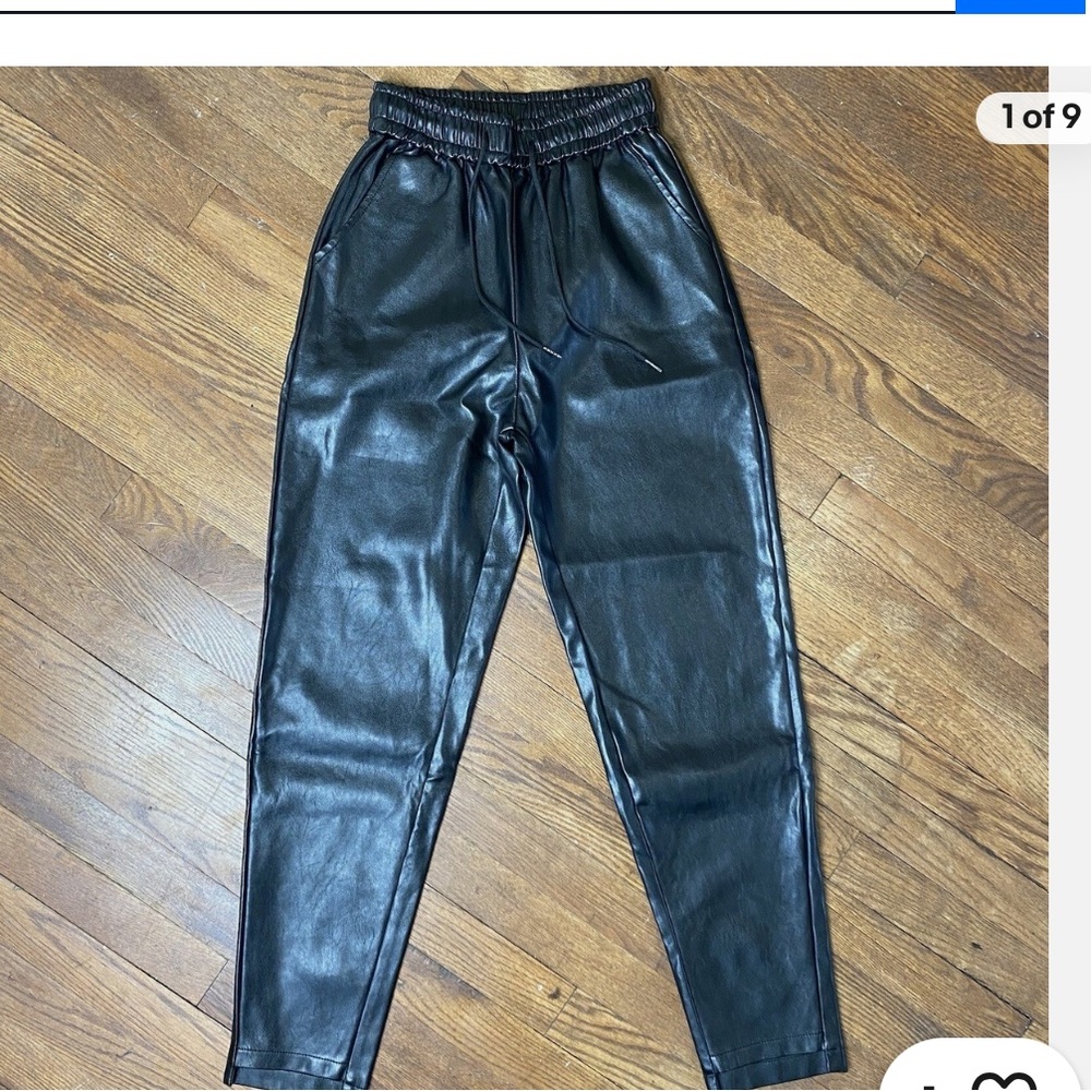 Black Faux Leather Joggers Venti6 NWOT
